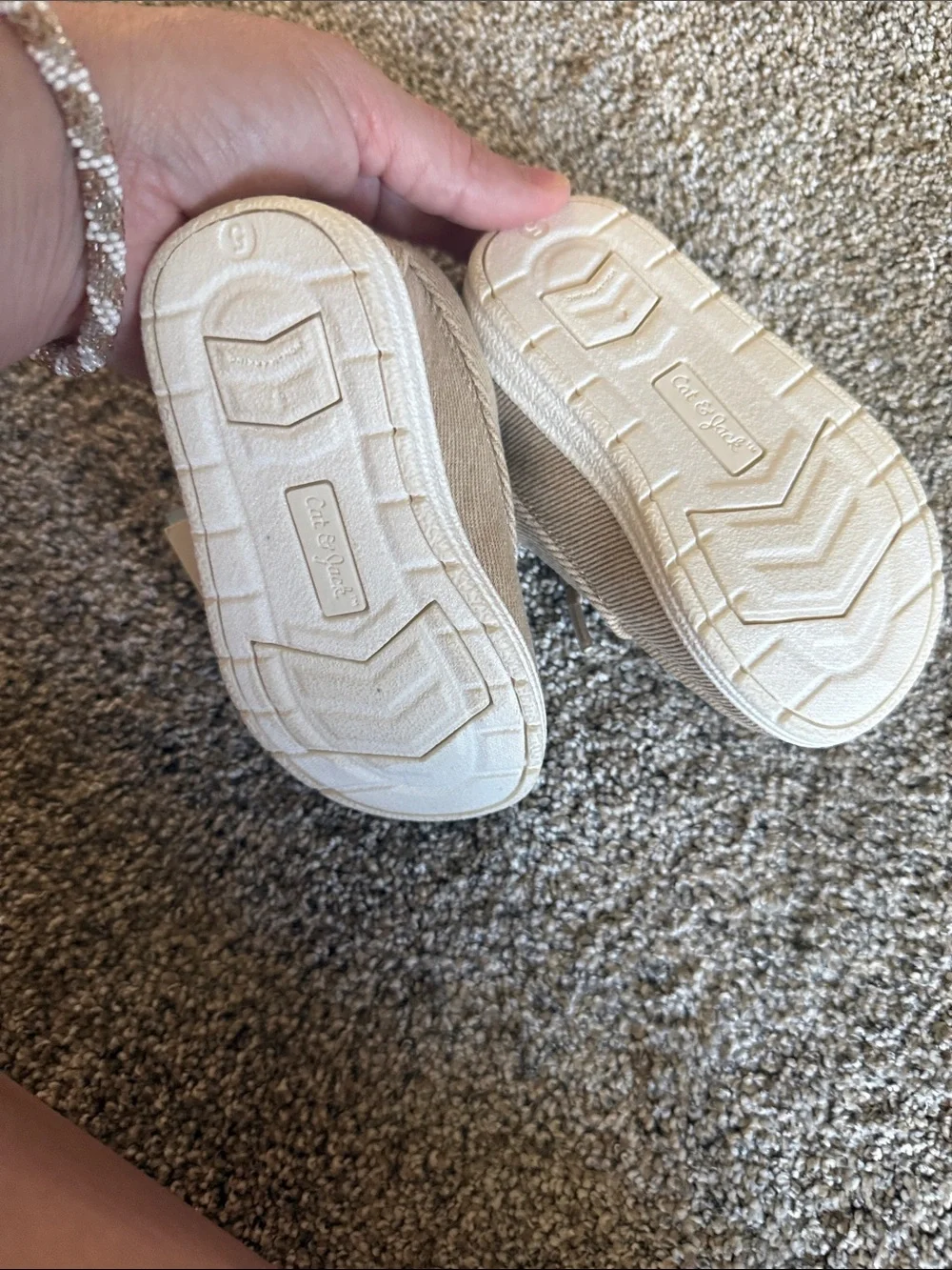 Little Boys Canvas Slip-On Shoes in Beige - new with tags